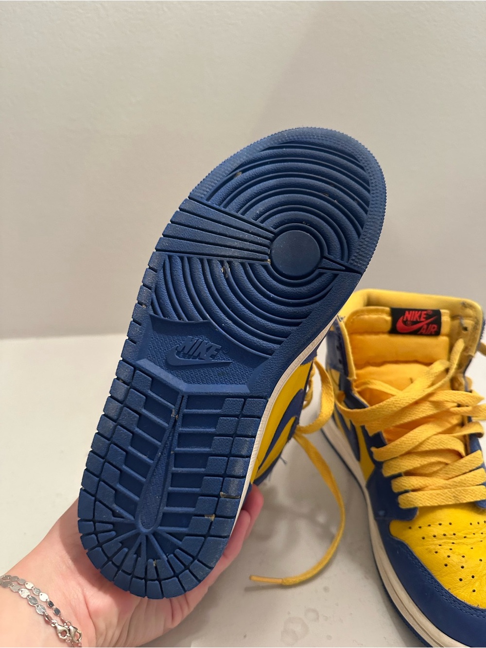 Nike Kids' Retro Jordan High Sneakers in Blue and Yellow - Picture 7 of 8